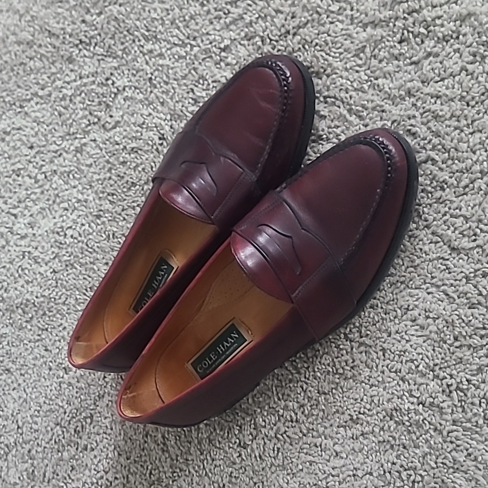 GUC Cole Haan Deep Burgundy Leather Penny Loafers Men 11.5D - Picture 2 of 9